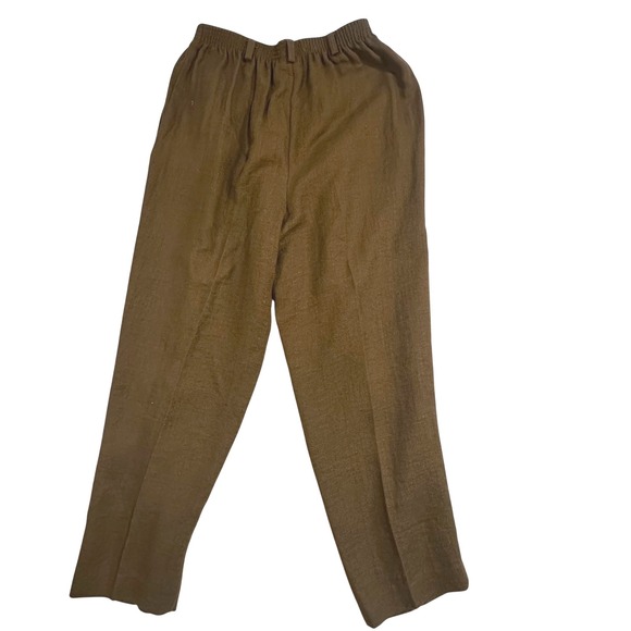 Alfred Dunner Pants - Vintage Brown Elastic Waist Straight Leg Pant Petite 8 USA Made Grandmacore Mom
